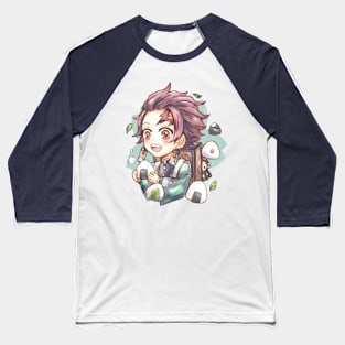 Demon Slayer Kimetsu no Yaiba Kamado Tanjiro with Onigiri Baseball T-Shirt